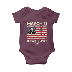 Cesar Chavez March 31 Celebration Baby Onesie Christian American Flag Religious TS14 Maroon Print Your Wear