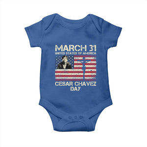 Cesar Chavez March 31 Celebration Baby Onesie Christian American Flag Religious TS14 Royal Blue Print Your Wear