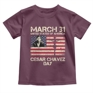 Cesar Chavez March 31 Celebration Toddler T Shirt Christian American Flag Religious TS14 Maroon Print Your Wear