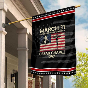 Cesar Chavez March 31 Celebration Garden Flag Christian American Flag Religious TS14 Distressed Black Red Print Your Wear