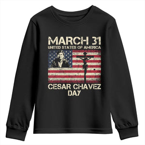 Cesar Chavez March 31 Celebration Youth Sweatshirt Christian American Flag Religious TS14 Black Print Your Wear
