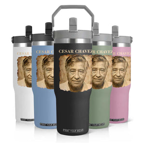 Cesar Chavez Flip Straw Tumbler Mexican American Pride Latino Heritage TS14 Print Your Wear