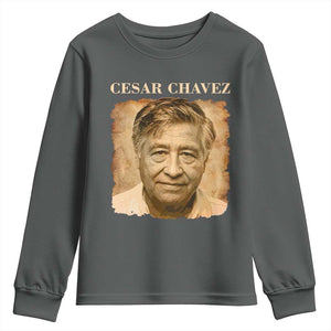 Cesar Chavez Youth Sweatshirt Mexican American Pride Latino Heritage TS14 Dark Heather Print Your Wear