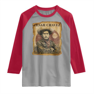 Cesar Chavez Raglan Shirt Hispanic Heritage Mexican American Pride Latino TS14 Sport Gray Red Print Your Wear