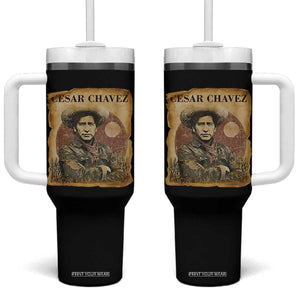 Cesar Chavez Tumbler With Handle Hispanic Heritage Mexican American Pride Latino TS14 One Size: 40 oz Black Print Your Wear
