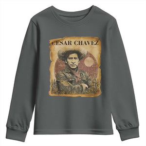Cesar Chavez Youth Sweatshirt Hispanic Heritage Mexican American Pride Latino TS14 Dark Heather Print Your Wear