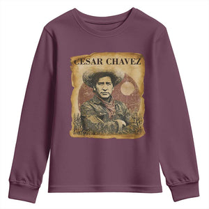 Cesar Chavez Youth Sweatshirt Hispanic Heritage Mexican American Pride Latino TS14 Maroon Print Your Wear