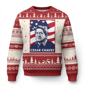 Cesar Chavez Ugly Christmas Sweater Labor Leader Mexican American Pride TS14 Beige Red Print Your Wear