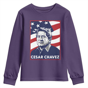Cesar Chavez Youth Sweatshirt Labor Leader Mexican American Pride TS14 Purple Print Your Wear