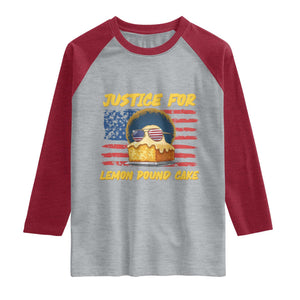 Justice For Lemon Pound Cake Raglan Shirt Funny US Flag Cake Parody Rap Free Speech TS14 Heather Gray Heather Red Print Your Wear