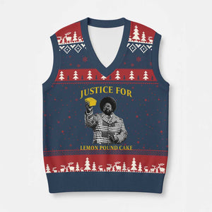 Justice For Lemon Pound Cake V-Neck Knit Sweater Vest Vintage Rap Free Speech TS14 Navy Red Print Your Wear