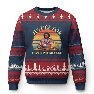 Justice For Lemon Pound Cake Ugly Christmas Sweater Retro Rap Free Speech TS14 Navy Red Print Your Wear