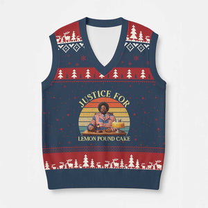 Justice For Lemon Pound Cake V-Neck Knit Sweater Vest Retro Rap Free Speech TS14 Navy Red Print Your Wear