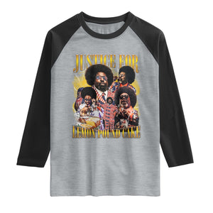 Justice For Lemon Pound Cake Bootleg Graphic Raglan Shirt Retro Rap Free Speech TS14 Heather Gray Black Print Your Wear