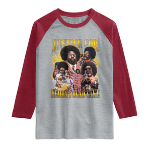 Justice For Lemon Pound Cake Bootleg Graphic Raglan Shirt Retro Rap Free Speech TS14 Heather Gray Heather Red Print Your Wear