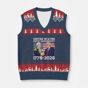 America 250th Anniversary V-Neck Knit Sweater Vest Patriotic Trump George Washington American Flag 4th of July TS14 Navy Red Print Your Wear