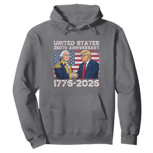America 250th Anniversary Hoodie Patriotic Trump George Washington American Flag 4th of July TS14 Charcoal Print Your Wear