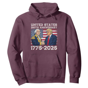 America 250th Anniversary Hoodie Patriotic Trump George Washington American Flag 4th of July TS14 Maroon Print Your Wear