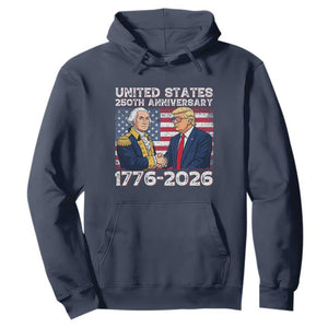 America 250th Anniversary Hoodie Patriotic Trump George Washington American Flag 4th of July TS14 Navy Print Your Wear