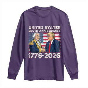 America 250th Anniversary Long Sleeve Shirt Patriotic Trump George Washington American Flag 4th of July TS14 Purple Print Your Wear