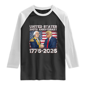 America 250th Anniversary Raglan Shirt Patriotic Trump George Washington American Flag 4th of July TS14 Black White Print Your Wear