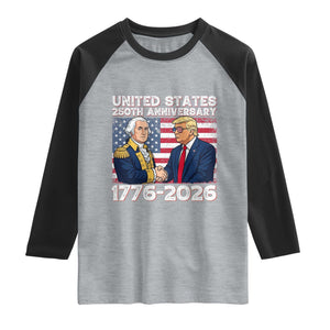 America 250th Anniversary Raglan Shirt Patriotic Trump George Washington American Flag 4th of July TS14 Heather Gray Black Print Your Wear