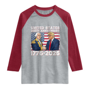 America 250th Anniversary Raglan Shirt Patriotic Trump George Washington American Flag 4th of July TS14 Heather Gray Heather Red Print Your Wear