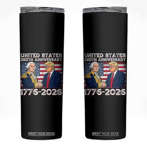 250th Anniversary USA Skinny Tumbler Patriotic Trump George Washington American Flag 4th of July TS14 Black Print Your Wear