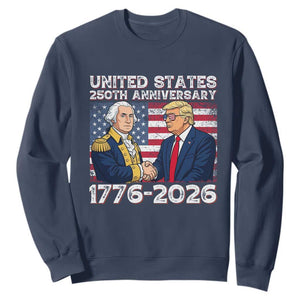 250th Anniversary USA Sweatshirt Patriotic Trump George Washington American Flag 4th of July TS14 Navy Print Your Wear