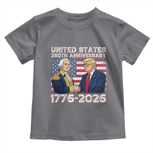 250th Anniversary USA Toddler T Shirt Patriotic Trump George Washington American Flag 4th of July TS14 Charcoal Print Your Wear