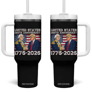 250th Anniversary USA Tumbler With Handle Patriotic Trump George Washington American Flag 4th of July TS14 One Size: 40 oz Black Print Your Wear