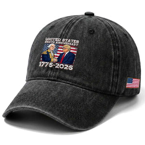 America 250th Anniversary Washed Cotton Baseball Cap Patriotic Trump George Washington American Flag 4th of July TS14 Print Your Wear