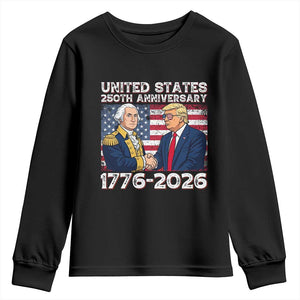 250th Anniversary USA Youth Sweatshirt Patriotic Trump George Washington American Flag 4th of July TS14 Black Print Your Wear