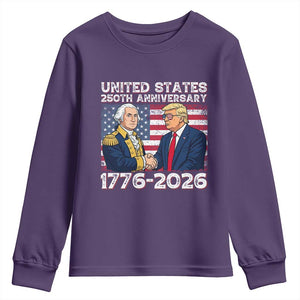 250th Anniversary USA Youth Sweatshirt Patriotic Trump George Washington American Flag 4th of July TS14 Purple Print Your Wear