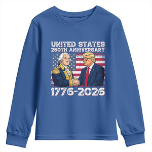 250th Anniversary USA Youth Sweatshirt Patriotic Trump George Washington American Flag 4th of July TS14 Royal Blue Print Your Wear