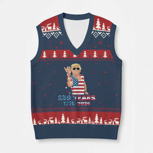 250 Years American Anniversary V-Neck Knit Sweater Vest Patriotic Trump 4th of July TS14 Navy Red Print Your Wear