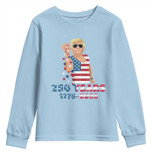 250 Years American Anniversary Youth Sweatshirt Patriotic Trump 4th of July TS14 Light Blue Print Your Wear