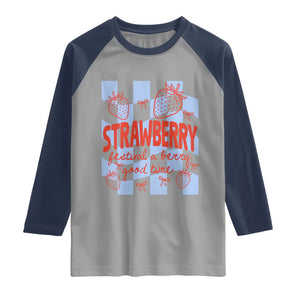 Strawberry Festival Raglan Shirt 1968 A Berry Good Time Summer TS14 Sport Gray Navy Print Your Wear