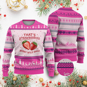 That’s Strawberries Ugly Christmas Sweater Summer Fruit Festival TS14 Hot Pink Print Your Wear