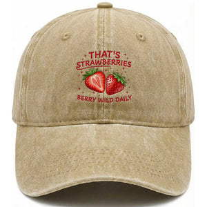 That’s Strawberries Washed Cotton Baseball Cap Summer Fruit Festival TS14 Print Your Wear