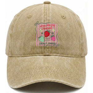 Strawberry Festival Washed Cotton Baseball Cap Summer Fruit Vibes TS14 Print Your Wear