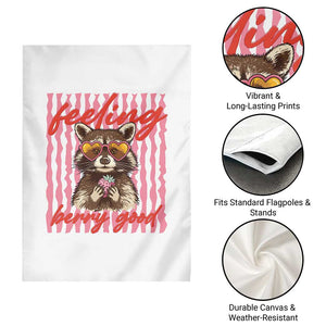 Feeling Berry Good Garden Flag Funny Raccoon Strawberry Summer Vibes TS14 Print Your Wear
