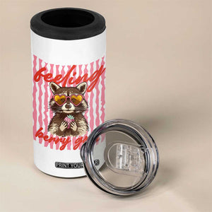 Feeling Berry Good 4 in 1 Can Cooler Tumbler Funny Raccoon Strawberry Summer Vibes TS14 Print Your Wear