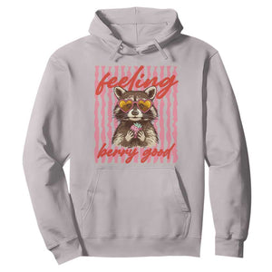 Feeling Berry Good Hoodie Funny Raccoon Strawberry Summer Vibes TS14 Ice Gray Print Your Wear