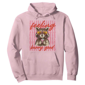 Feeling Berry Good Hoodie Funny Raccoon Strawberry Summer Vibes TS14 Light Pink Print Your Wear