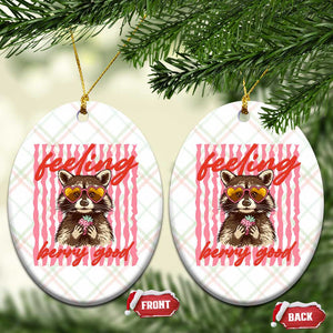 Feeling Berry Good Ceramic Ornament Funny Raccoon Strawberry Summer Vibes TS14 Print Your Wear