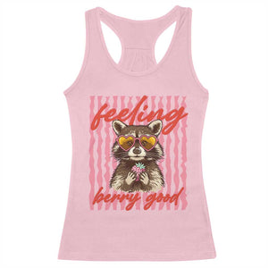 Feeling Berry Good Racerback Tank Top Funny Raccoon Strawberry Summer Vibes TS14 Light Pink Print Your Wear