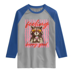 Feeling Berry Good Raglan Shirt Funny Raccoon Strawberry Summer Vibes TS14 Sport Gray Royal Print Your Wear