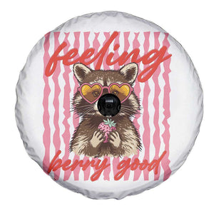 Feeling Berry Good Spare Tire Cover Funny Raccoon Strawberry Summer Vibes TS14 Print Your Wear