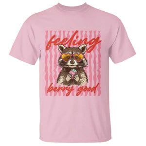 Feeling Berry Good T Shirt Funny Raccoon Strawberry Summer Vibes TS14 Light Pink Print Your Wear